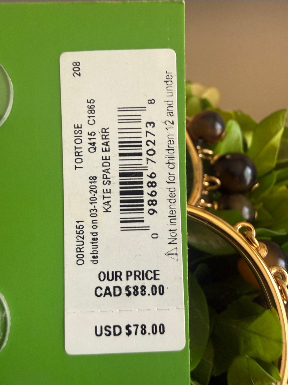 KATE SPADE ♠️ New York TORTOISE BAUBLE DROP HOOP EARRINGS 🌟NWT🌟 - Picture 12 of 15